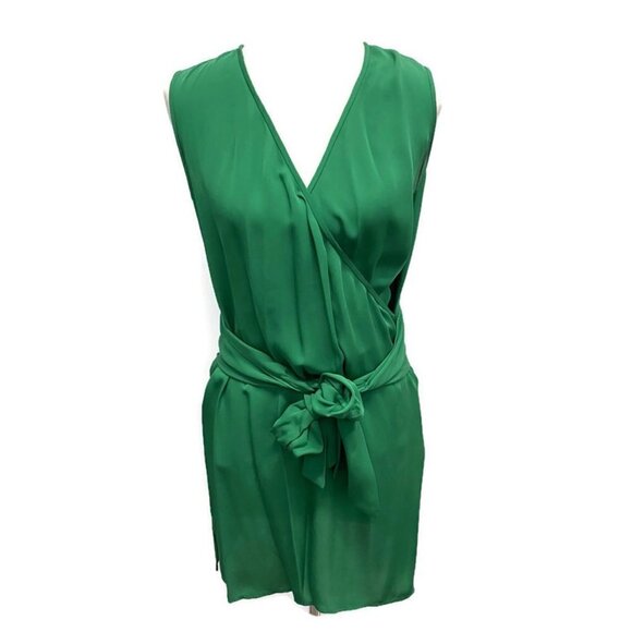 Diane Von Furstenberg Green Silk Faux Wrap Dress - Picture 1 of 5